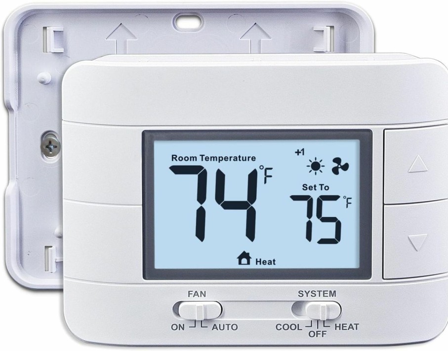 Home Improvement Aowel | Aowel Multi-Stage Non-Programmable Thermostat For Home, Up To 2 Heat 2 Cool, Diy Install, C-Wire Not Required