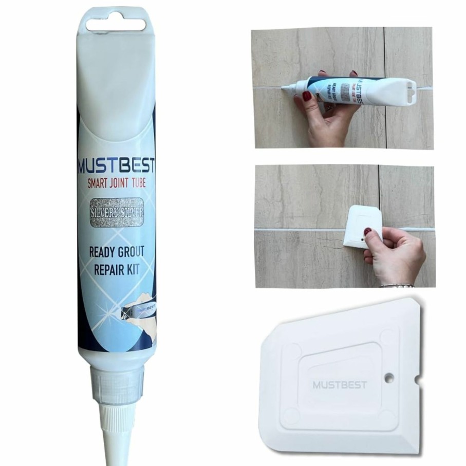 Home Improvement MUSTBEST | Mustbest Tile Grout Repair Kit (White 13.4 Oz-380 Gr),Four Way Use, Repair, Renew, Repaint, Fill The Gaps, Fast Drying, Odorless, Waterproof And Pre-Mixed Grout Pen For Shower, Kitchen, Pool, Bathroom