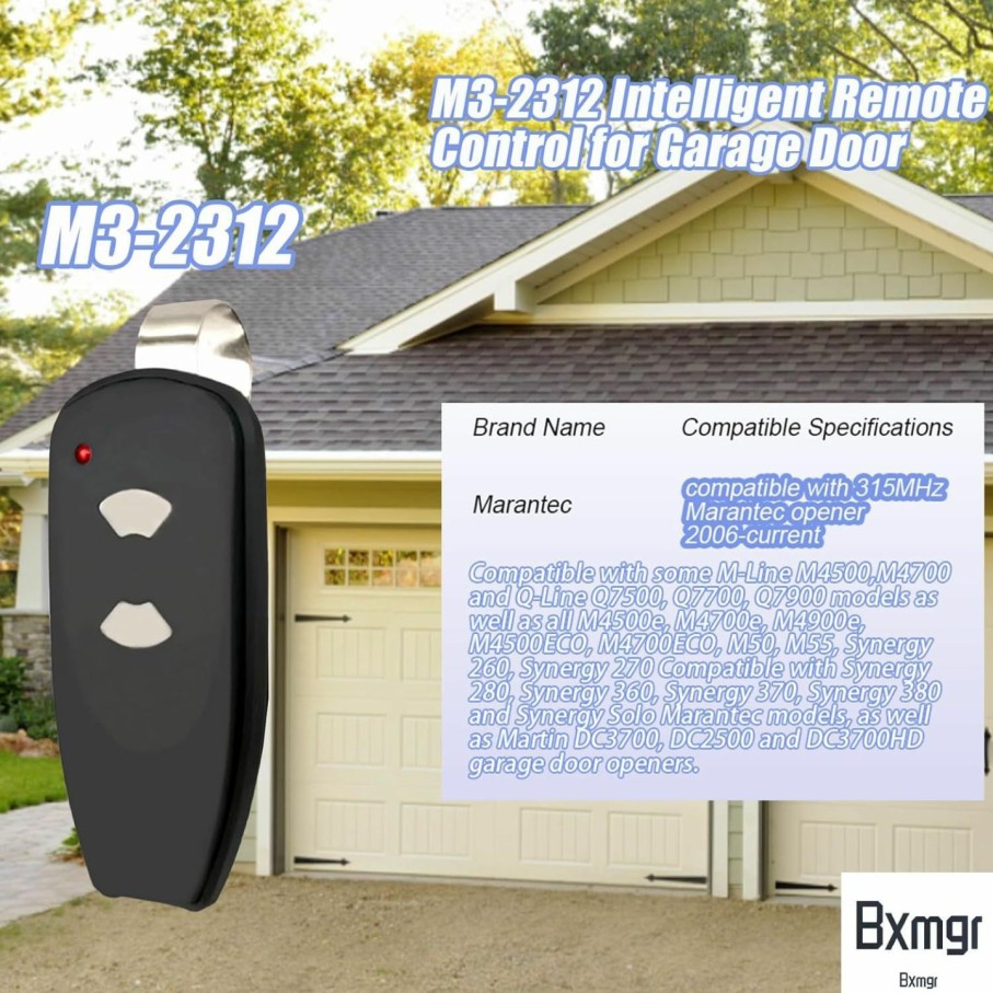 Home Improvement Bxmgr | M3-2312 Garage Remote Compatible With Marantec 315Mhz Remote,2 Keys Garage Door Remote Controller,Compatible With Marantec,M4500,M4700,M4500E,Synergy 260,Synergy 270 Garage Door Opener (Pack Of 2)