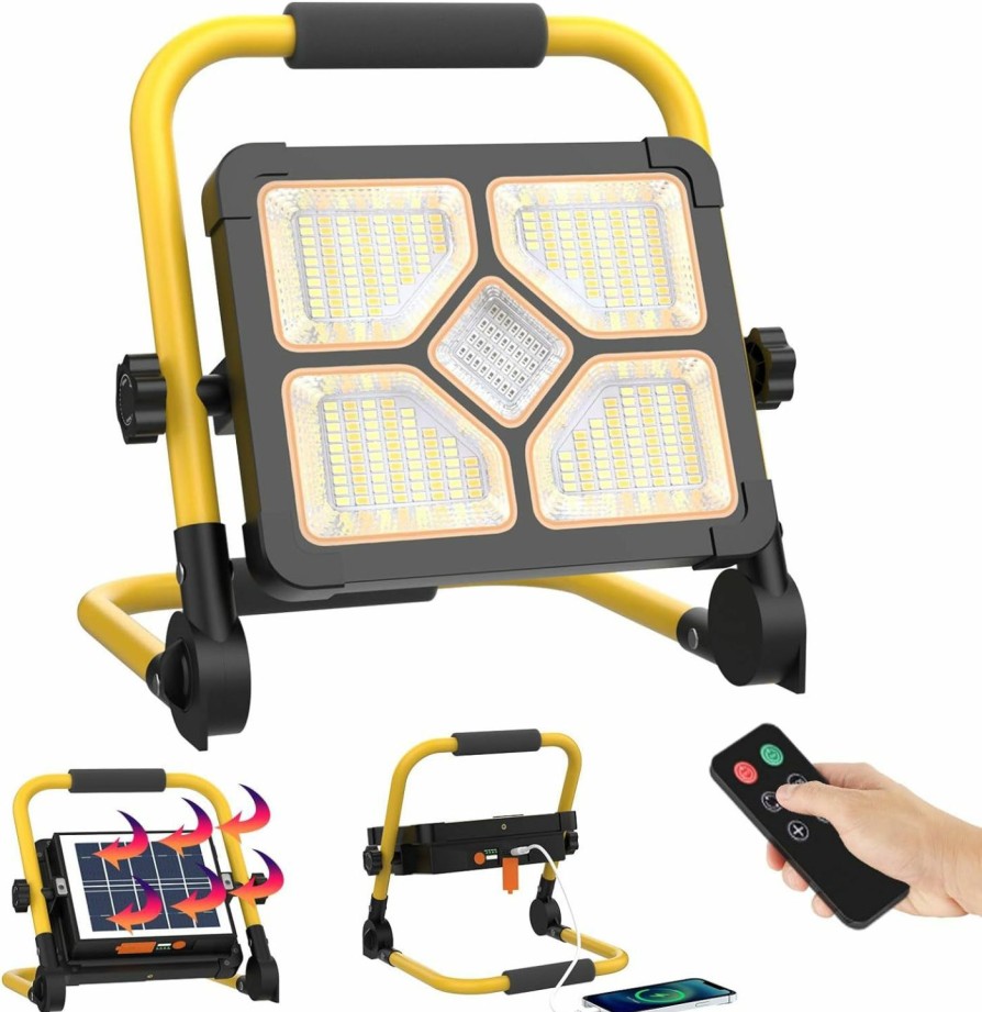 Home Improvement ERAY | Eray Rechargeable Work Light With Remote Control And Stand,15000Mah Battery 10000Lm Worklight, Portable Solar Camping Lights, Ip66 4 Lighting Modes Work Lights For Outdoor Emergency Car Repairing