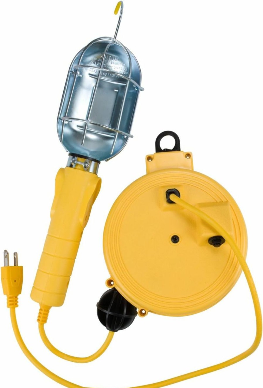 Home Improvement Bayco | Bayco Sl-450 Metal Shield Incandescent Utility Light With Grounded Receptacle On 20 Foot Retractable Reel , Yellow