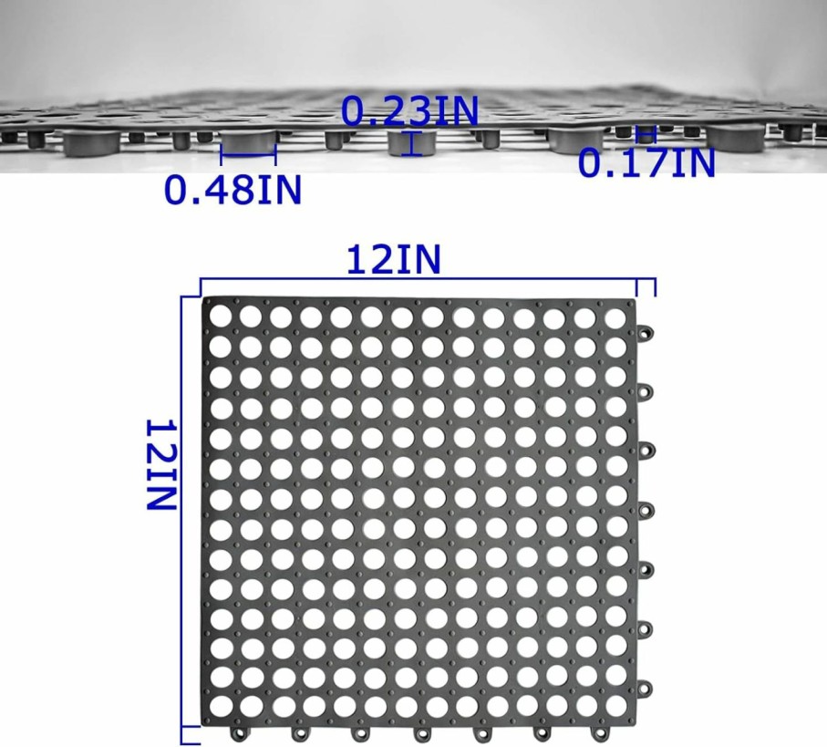 Home Improvement EVANCENT | 16Pack Drainage Interlocking Tiles, 12"X12" Non-Slip Pool Bathtub Drain Tiles For Flooring, Soft Pvc Splicing Modular Cushion Mat, Vented Floor Tiles For Locker Room Basement Stairs