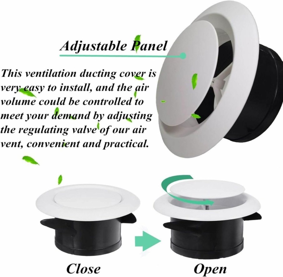 Home Improvement AHLSRHZ | Adjustable Air Vents, Abs Soffit Vent Round Soffit Air Vents Exhaust Wall Ceilling Vent Wall Ceilling Cover For Indoor Use (6'')