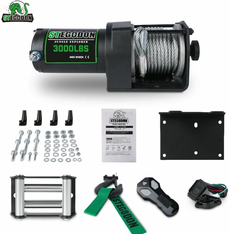 Home Improvement STIMULATER | Stimulater 3000Lb Atv/Utv Winch,Electric Winch 12V,Winch With Steel Cable,Steel Wire Winch With Wireless Remote And Wired Remote,With Hawse Fairlead,Ip67 Waterproof,Suitable For Most Atvs And Utvs