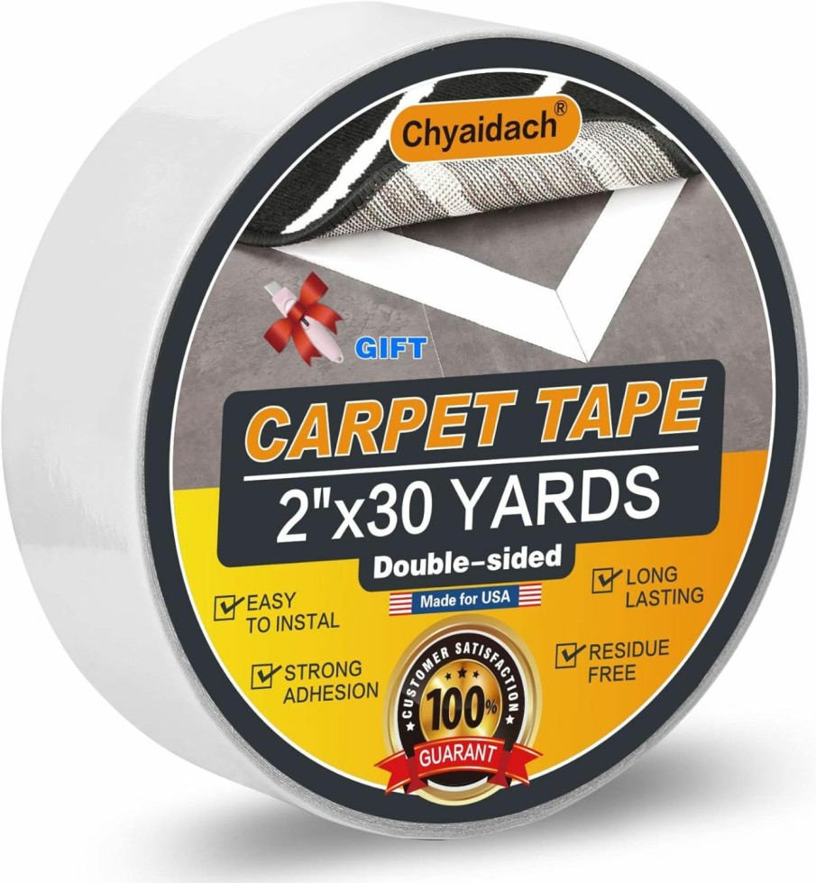 Home Improvement Chyaidach | Chyaidach Double Sided Carpet Tape[2\" X12Yd]Rug Gripper Tape For Area Rugs Over Any Hard Surface Floors,Rug High Adhesive Safe Tape,Strong Sticky,Removable,No Residue,Multi-Purpose 2 Sided Carpet Tape