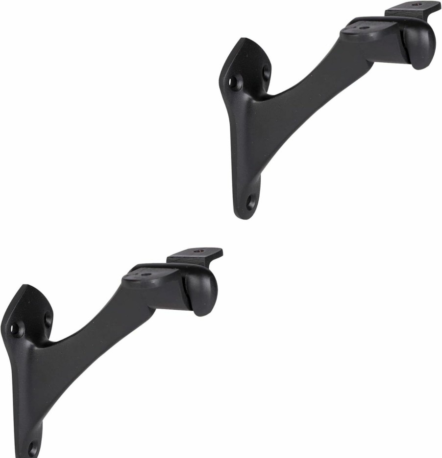 Home Improvement A29 | [Set Of 4] A29 Heavy Duty Metal Handrail Brackets - Cast Iron Hand Railing Brackets For Stairs - Black Powder Coat - Steel Banister Support For Indoor, Outdoor Stairway - Mounting Hardware Included