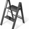 Home Improvement KINGRACK | Kingrack Aluminium 3 Step Ladder With Wide Steps, Lightweight Folding Ladder, Portable Slim Step Stool, Safety Household Ladder Stepladder With Multi-Function, 330Lbs Load Capacity, Black