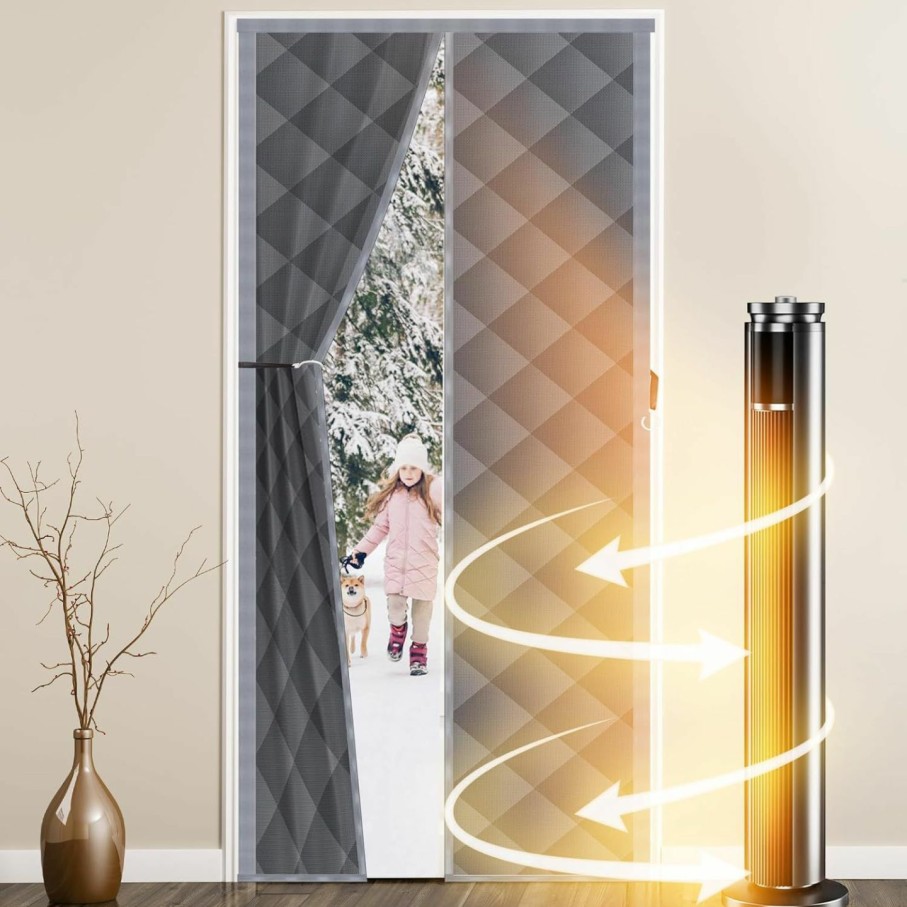 Home Improvement WLLEYAY | Wlleyay Magnetic Thermal Insulated Door Curtain,Fits Door Size 32\"X80\", Durable Oxford Cloth Thicken Cotton Fiber Fill, Temporary Door Insulation Cover,Soundproof Weatherproof Door Blanket