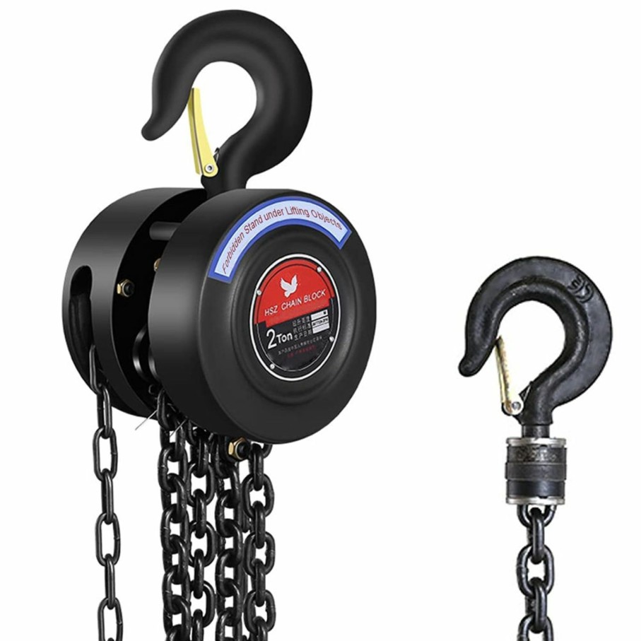 Home Improvement glorousamc | Manual Chain Hoist | 1 Ton/2000 Lbs Capacity | 10' Lift | 2 Hooks | Manual Hand Lift Steel Chain Block Hoist (1T)