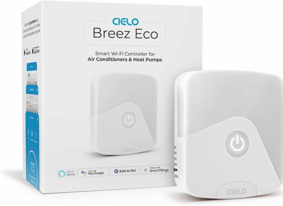 Home Improvement Cielo Breez | Cielo Breez Eco Smart Ac Controller For Mini Split, Window, Portable Acs | Wifi, Alexa, Google, Siri Shortcuts, Smartthings, Ifttt, Free App, No Subscriptions | Schedules, Geofencing, Comfy (White)