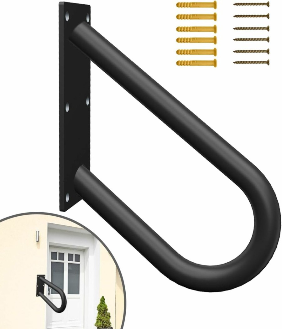 Home Improvement WIPHANY | Handrails For Outdoor Step Black Safe Grab Bar Railing U Shaped Pipe Metal Handrail Hand Railing Stair Indoor Or Outdoor Stair Hand Railing Wall-Mount Used Walls For Garage Porch Patio Garden Entrance