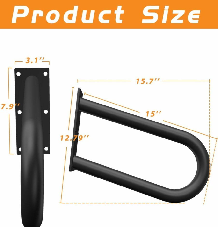 Home Improvement WIPHANY | Handrails For Outdoor Step Black Safe Grab Bar Railing U Shaped Pipe Metal Handrail Hand Railing Stair Indoor Or Outdoor Stair Hand Railing Wall-Mount Used Walls For Garage Porch Patio Garden Entrance