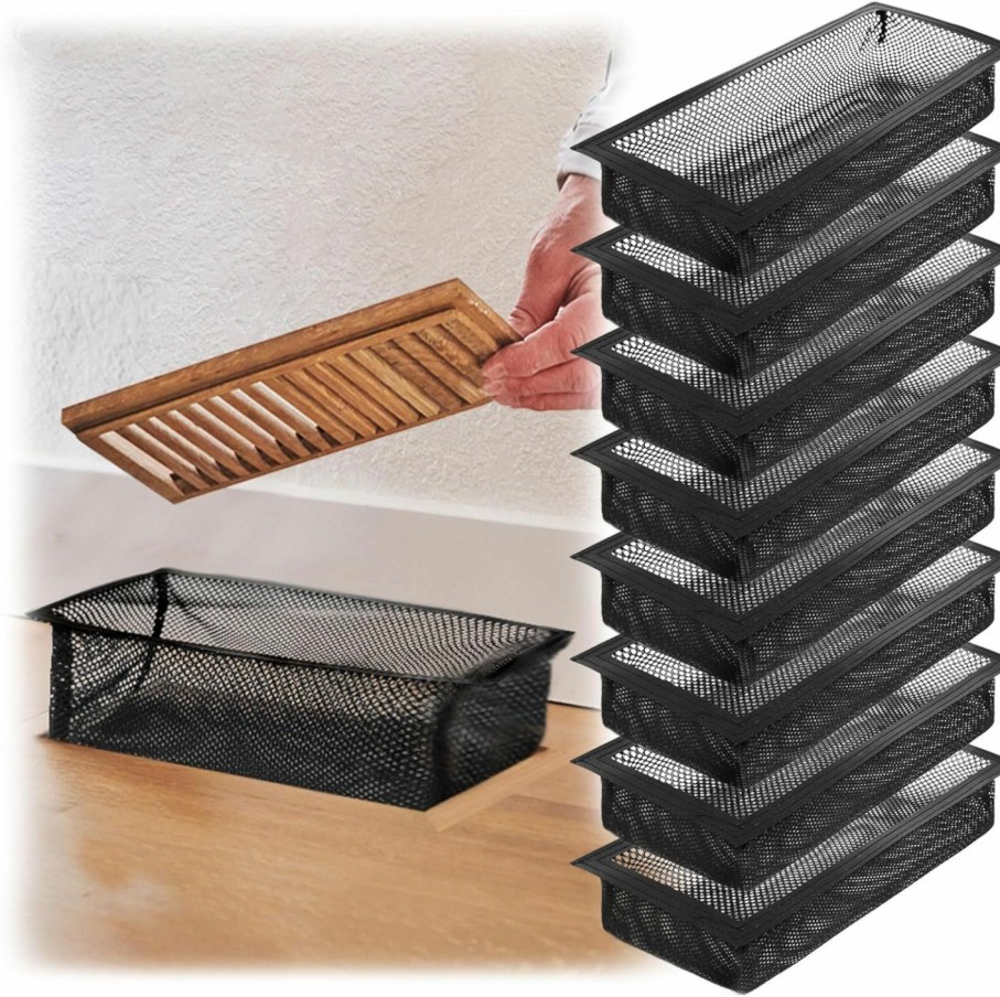 Home Improvement warmfarm | Warmfarm 8 Pack Floor Register Cover Trap,Vent Traps For Home Floor 4\" X 12\",Floor Vent Mesh Covers Fits Most Floor Registers (Black-4 X 12 Inch)