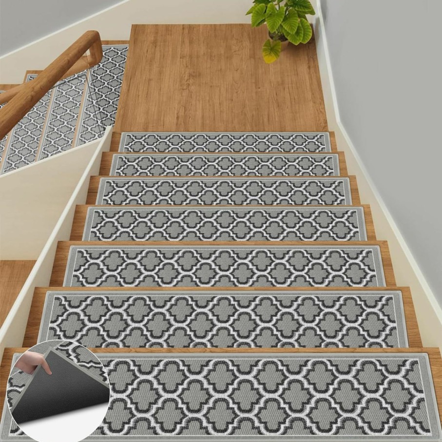 Home Improvement GOYLSER | Non-Slip Stair Treads For Wooden Steps, Reusable Step Covers 8\" X 30\"(15-Pack) Anti Slip Indoor Staircase Carpets Protector, Safety Carpet For Stairs, Black Stair Pads Step Rugs For Stairs Wood