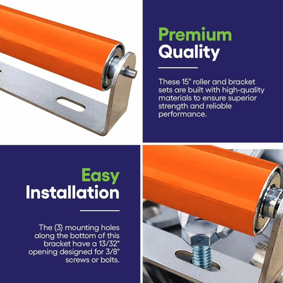 Home Improvement Ultimation | 2 Pack, Polyurethane Coated Roller With Bracket, 10\" Between Frame, 1.5\" Diameter Roller