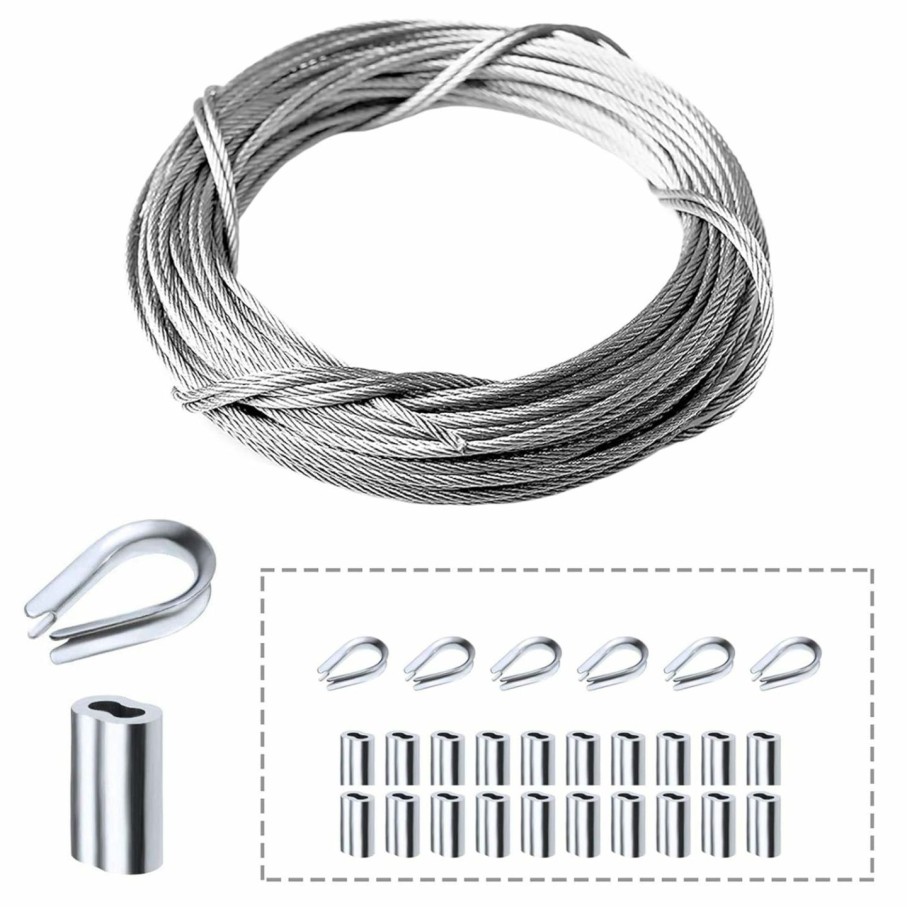 Home Improvement Amadget | Amadget Stainless Steel Wire Rope, 316 Marine Grade Cable Railing Kit, Aircraft Wire Rope & Picture Hanging Kit For Railing, Decking, Boat Marine Hardware (1/16\" X 33 Feet)