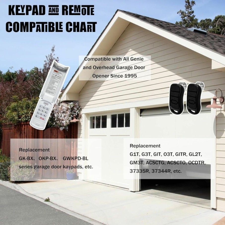 Home Improvement Bxmgr | Gk-R Keypad And 2 Pack G3T-R 3-Button Garage Door Remote, Compatible With Genie Intellicode Technology And Overhead Garage Door Opener, Since 1995 315/390 Mhz, Replacement For G3T-R G3T-A G3T-Bx O3T-A