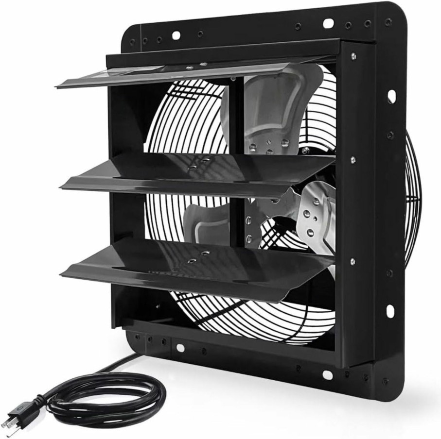 Home Improvement VENTISOL | Ventisol 14 Inch Shutter Exhaust Fan Wall Mounted, Aluminum Blades, With 1.65 Meters Power Cord Kit, Max.1950Cfm, Ventilation Fan For Garage,Greenhouse,Attic,Shed,Shop-Black