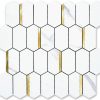 Home Improvement Vamos Tile | Vamos Tile Long Hexagon Peel And Stick Backsplash Tile - 10 Sheets Stick On Backsplash For Kitchen And Bathroom 12.4 X 12 Inch White Marble Look Pvc Self Adhesive Mosaic Wall Tiles