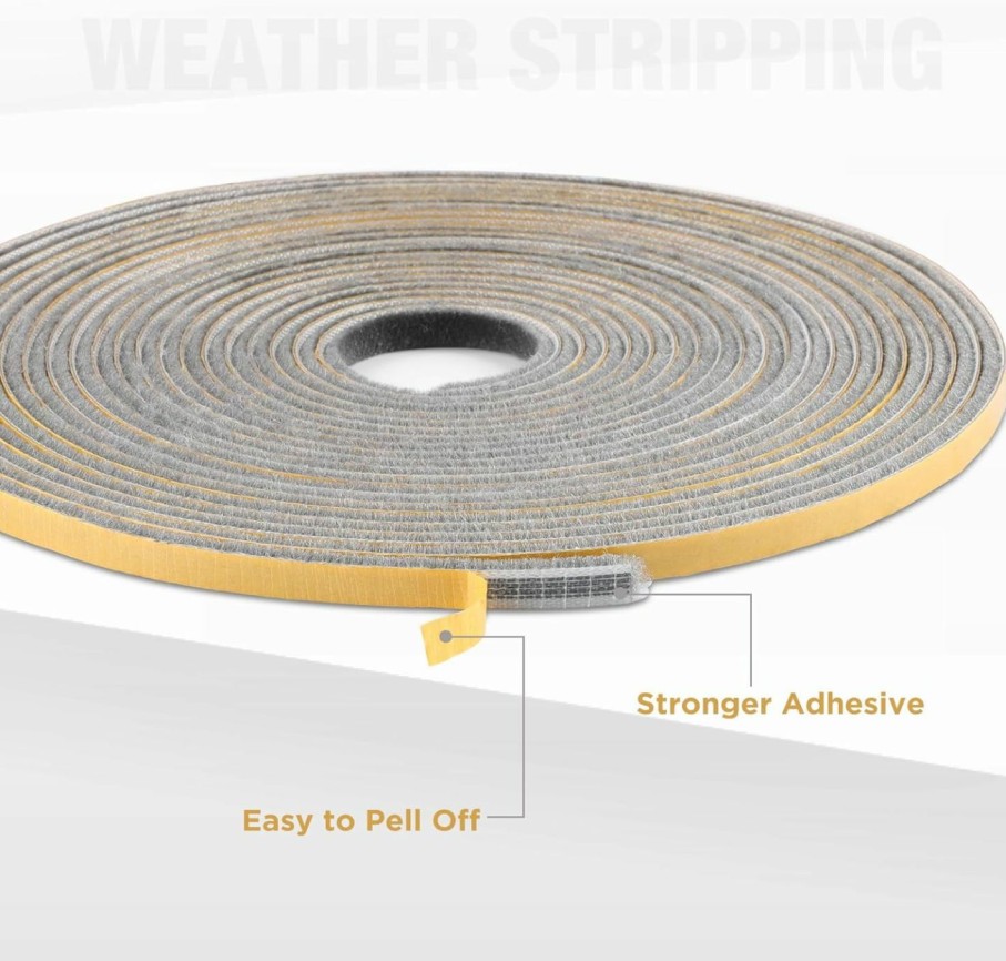 Home Improvement KAKICLAY | Kakiclay 32.8Ft Weather Stripping For Windows And Doors, Self Adhesive Weatherstripping Draft Stopper For Side Of Door, Soundproofing Brush Seal Strip (0.35"Wide X 0.2"Thick)