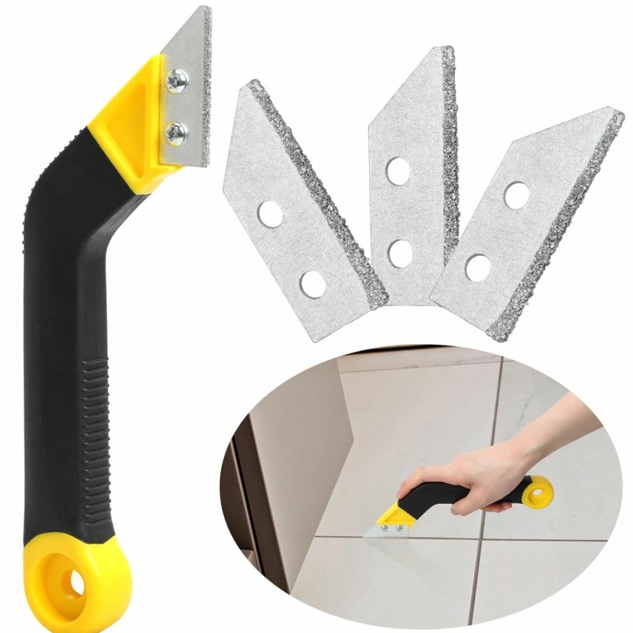 Home Improvement Zhichengbosi | Grout Remover Tile Grout Saw Angled Grout Scraping Rake Tool With 3 Pieces Extra Replacement Accessories For Tile Cleaning