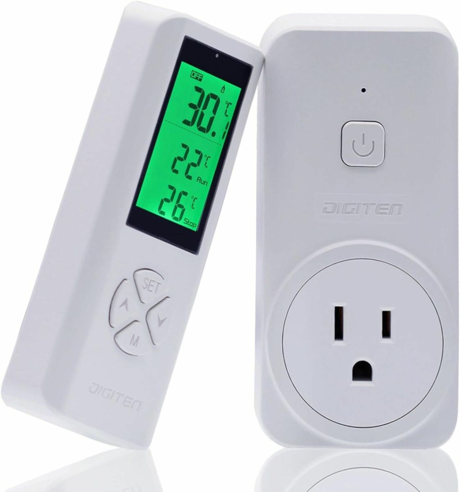 Home Improvement DIGITEN | Digiten Temperature Controller Wtc100 Wireless Thermostat Outlet Temperature Controlled Outlet Programmable Thermostat Controller Wireless Thermostat With Remote Sensor Greenhouse Thermostat