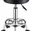 Home Improvement HMTOT | Hmtot Swivel Stool With Wheels Round Rolling Stools Pu Leather Height Adjustable Black