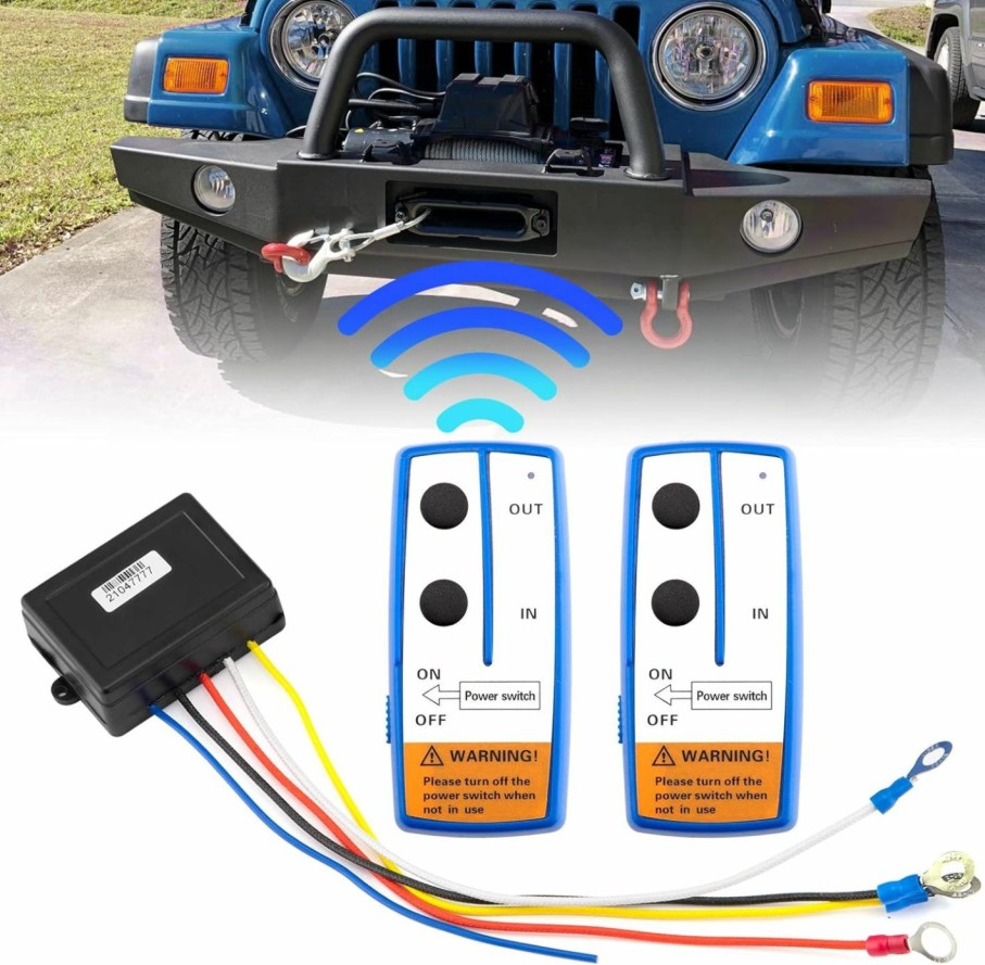 Home Improvement Wsays | Wsays Wireless Winch Remote Control 100Ft 12V Switch Handset Compatible With Most Brands Of Recovery Blue With Twin Handset