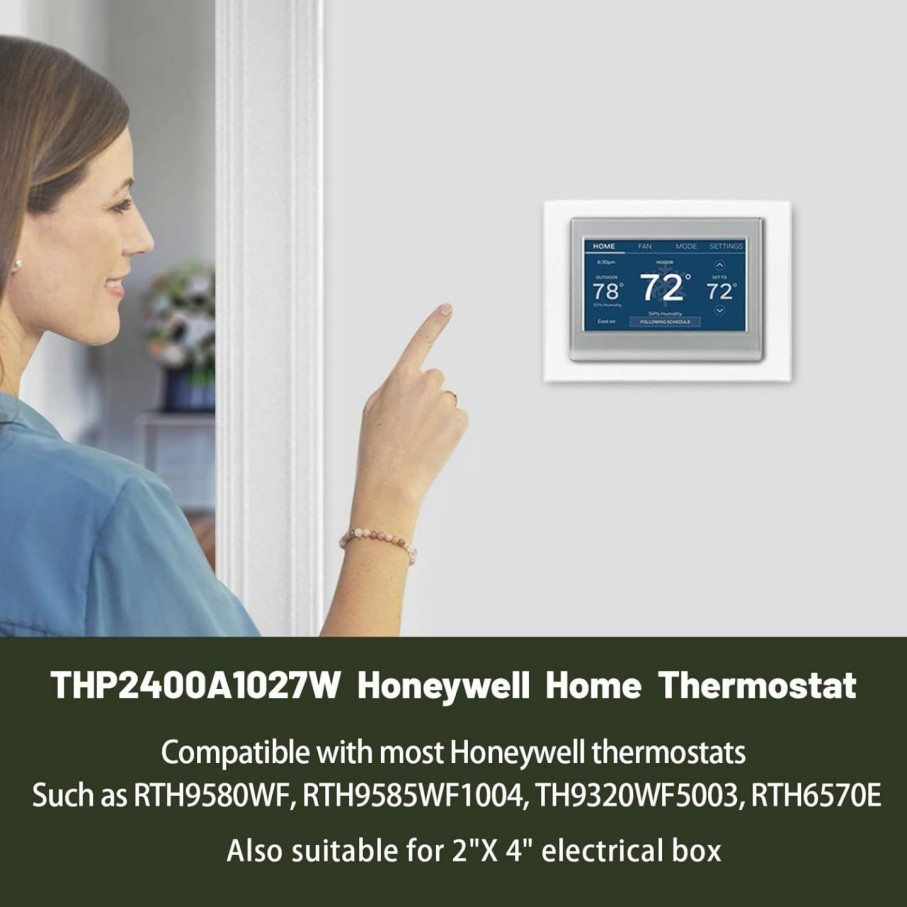 Home Improvement Alocs | Thermostat Wall Plate Replacement For Honeywell - Thp2400A1027W White Coverplate Assembly