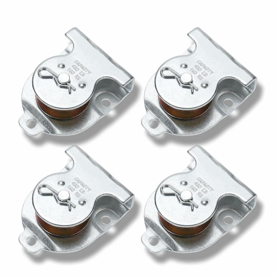 Home Improvement UYHKVXF | Ceiling Mount Single Pulley 1-1/2 Inch Wall Mount Pulley Ceiling Pulley For 3/8\" Wire Or Rope, 4 Packs (1)