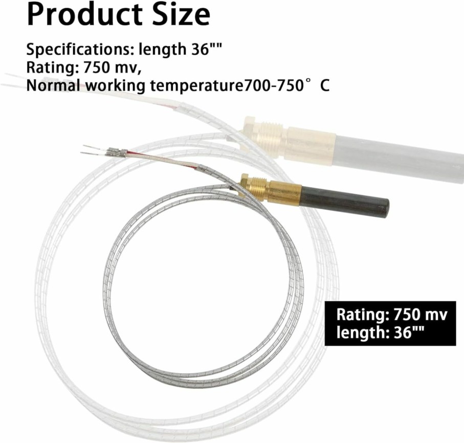 Home Improvement Delixike | 1950-001 Robertshaw Thermopile 36\" 250-750 Millivolts Mv 2 Lead With Pg9 Adapter