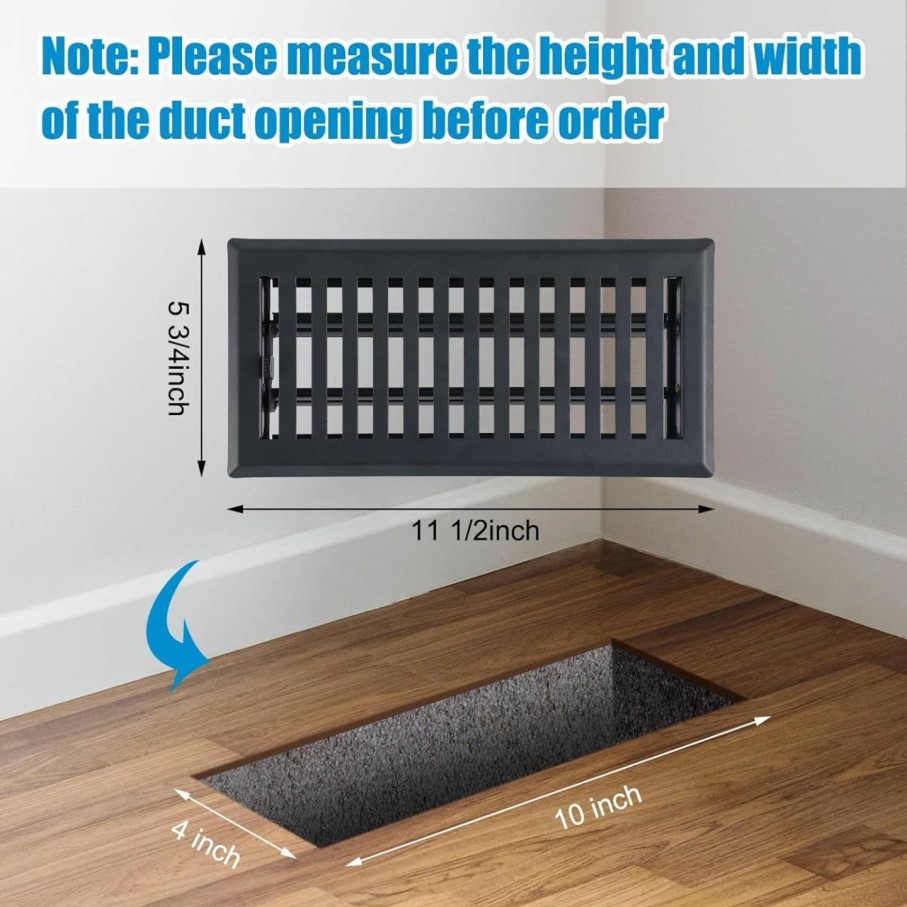 Home Improvement Yaocom | Yaocom 6 Pcs Floor Register 4\" X 10\" Vent Covers Heavy Duty Floor Register Metal Vent Covers With Adjustment Damper Rust Proof Finish For Home Floor Heater