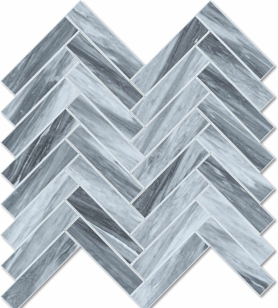 Home Improvement Vamos Tile | Vamos Tile Herringbone Peel And Stick Backsplash Tile - 10 Sheets Thassos White Pvc Self Adhesive Tiles Stick On Wall Tile For Kitchen, Bathroom And Fireplace