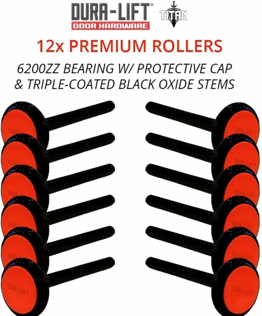 Home Improvement DURA-LIFT | Titan Premium 2 In. Sealed 6200Zz Nylon Garage Door Roller With 4 In. Corrosion Resistant Stem (12 Pack)