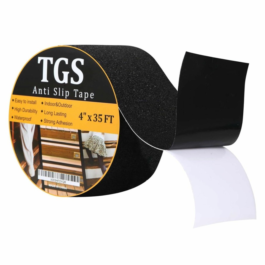 Home Improvement TGS | Anti Slip Grip Tape Heavy Duty For Stairs 4Inch 35Ft Outdoor/Indoor Waterproof Safety Non Skid Roll For Stair Steps Ramp Traction Tread Staircases Grips Adhesive Non Slip Strips Walk Black