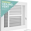 Home Improvement Home Intuition | Home Intuition Ceiling Register - Air Vent Covers For Home Ceiling Or Wall - 10X10 Inch (Duct Opening) 4-Way White Grille Register Cover With Adjustable Damper For Hvac Heat And Cold Air Conditioner