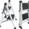 Home Improvement Krightlink | Krightlink 2 Step Ladder Folding Step Stool With Wide Anti-Slip Pedal, Portable & Foldable Folding Ladder Stool, Sturdy Steel Stepladder For Home Kitchen And Office - Black