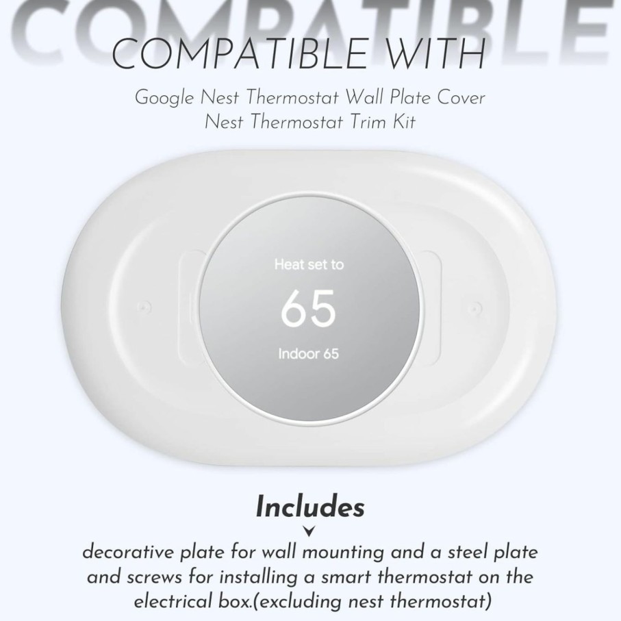 Home Improvement Pokin | Nest Thermostat Wall Plate Cover, Compatible With Google Nest Thermostat 2020 - Trim Kit Fits Home Thermostat Accessories, Easy To Install - Snow