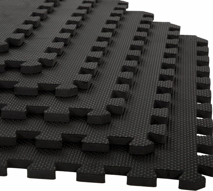 Home Improvement Stalwart | Foam Flooring Tiles 12-Pack Interlocking Eva Foam Pieces Non-Toxic Floor Padding For Playroom, Gym, Or Basement By Stalwart (Black)