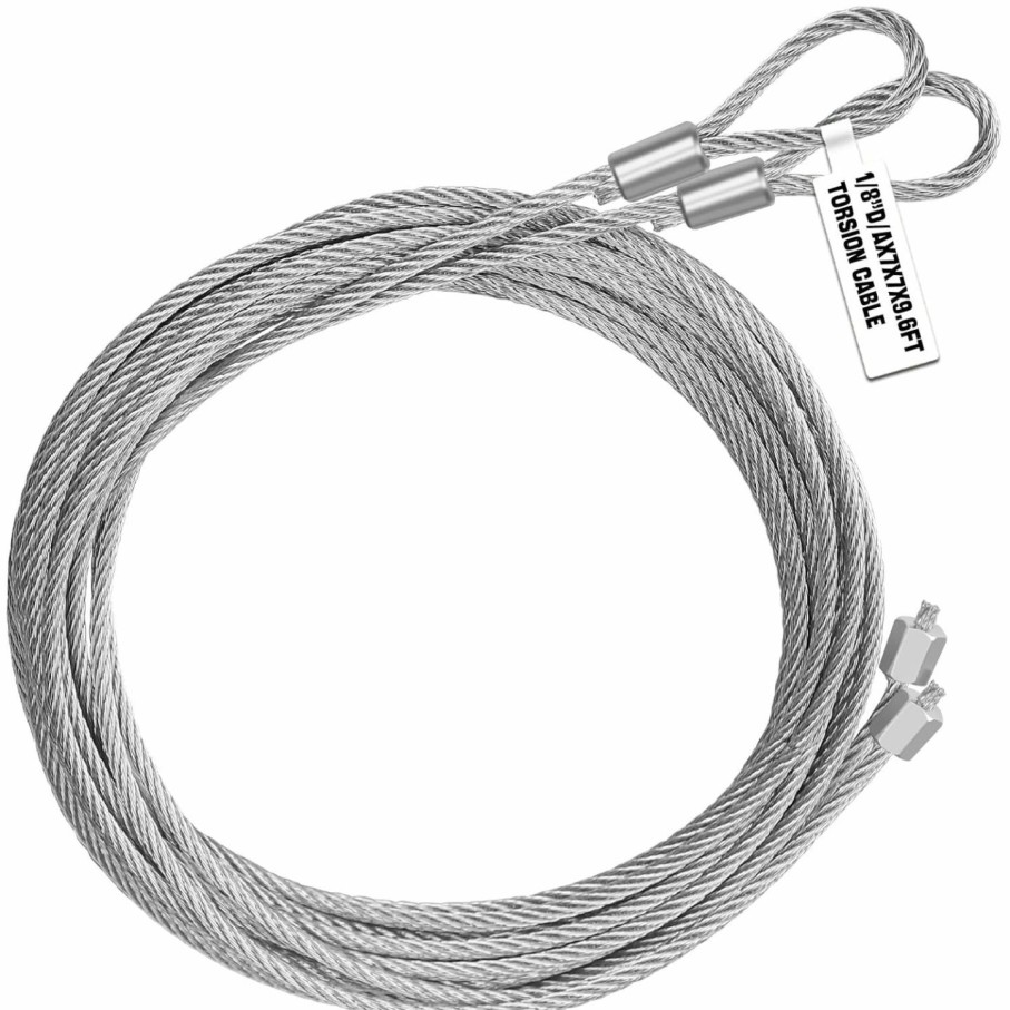 Home Improvement eturnloger | Eturnloger Garage Door Torsion Spring Wire Cable 9.6'X 1/8\" For Torsion Spring/Lifting Spring Garage Door Lift Cable Heavy Duty Garage Door Cable(8Ft Door)(Pair)