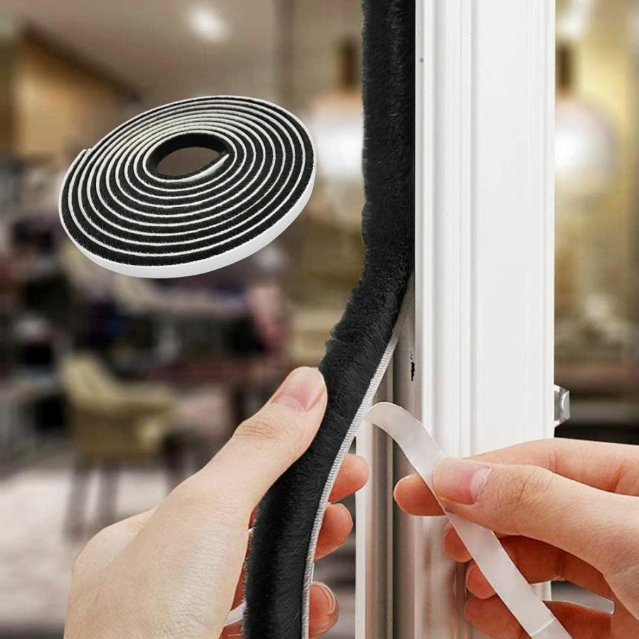 Home Improvement Tooperze | Tooperze Weather Stripping Door Seal Brush Felt Pile Weather Stripping For Doors,Self Adhesive Draft Blocker, Dust Stopper Sliding Door Seal Winter