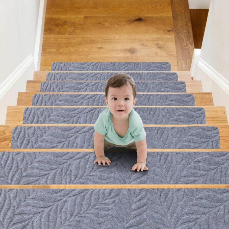 Home Improvement Jaoul | Jaoul Stair Treads For Wooden Steps Indoor Non-Slip 8\" X 30\" Indoor 15Pcs Stair Treads Carpet, Non-Skid Safety Rug Stair Runners For Kids Elders And Pets (Bluish Gray, 15Pcs)