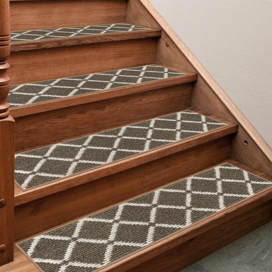 Home Improvement DanceWhale | Dancewhale Stair Treads For Wooden Steps Indoor, 8\" X 30\" Non Slip Edging Staircase Runners, Reusable Stair Carpets Mats For Kids And Dogs, 4 Pcs, Grey