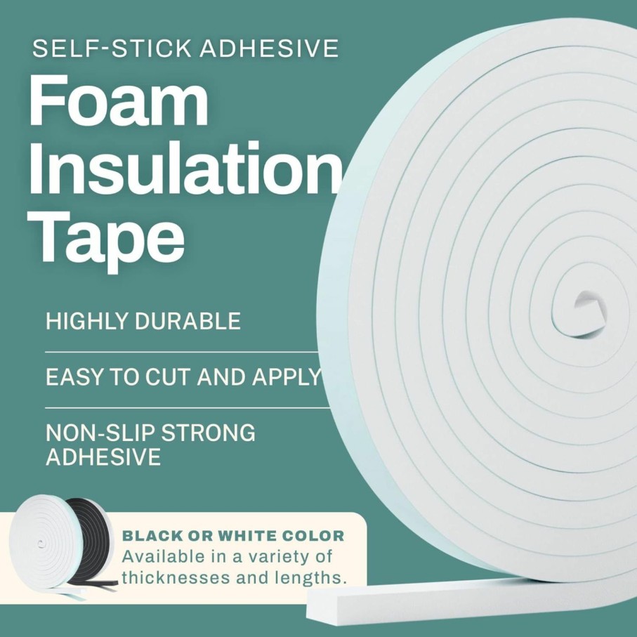 Home Improvement Home Intuition | 33 Feet Self Stick High Density Foam Insulation Tape Adhesive Weather Stripping Seal For Doors And Windows