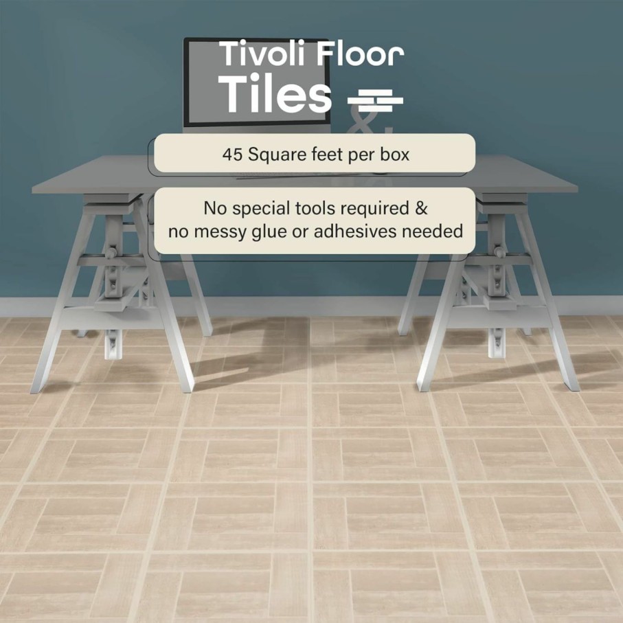 Home Improvement Achim Home Furnishings | Tivoli Self Adhesive Vinyl Floor Tiles, 45 Tiles - 12\" X 12\", Black & White - Peel & Stick, Diy Flooring For Kitchen, Dining Room, Bedrooms, Basements & Bathrooms By Achim Home Decor