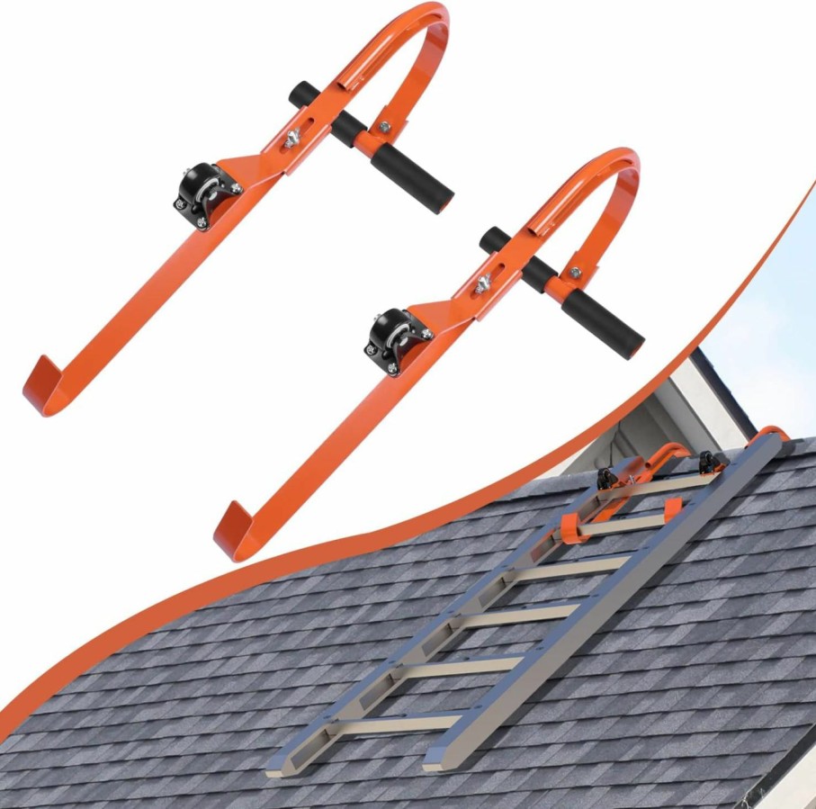 Home Improvement vikofan | Vikofan 2 Pcs Ladder Roof Hook Ridge Aluminum Ladder Stabilizer 500Lbs For Roof With Wheel For Safe And Easy Access