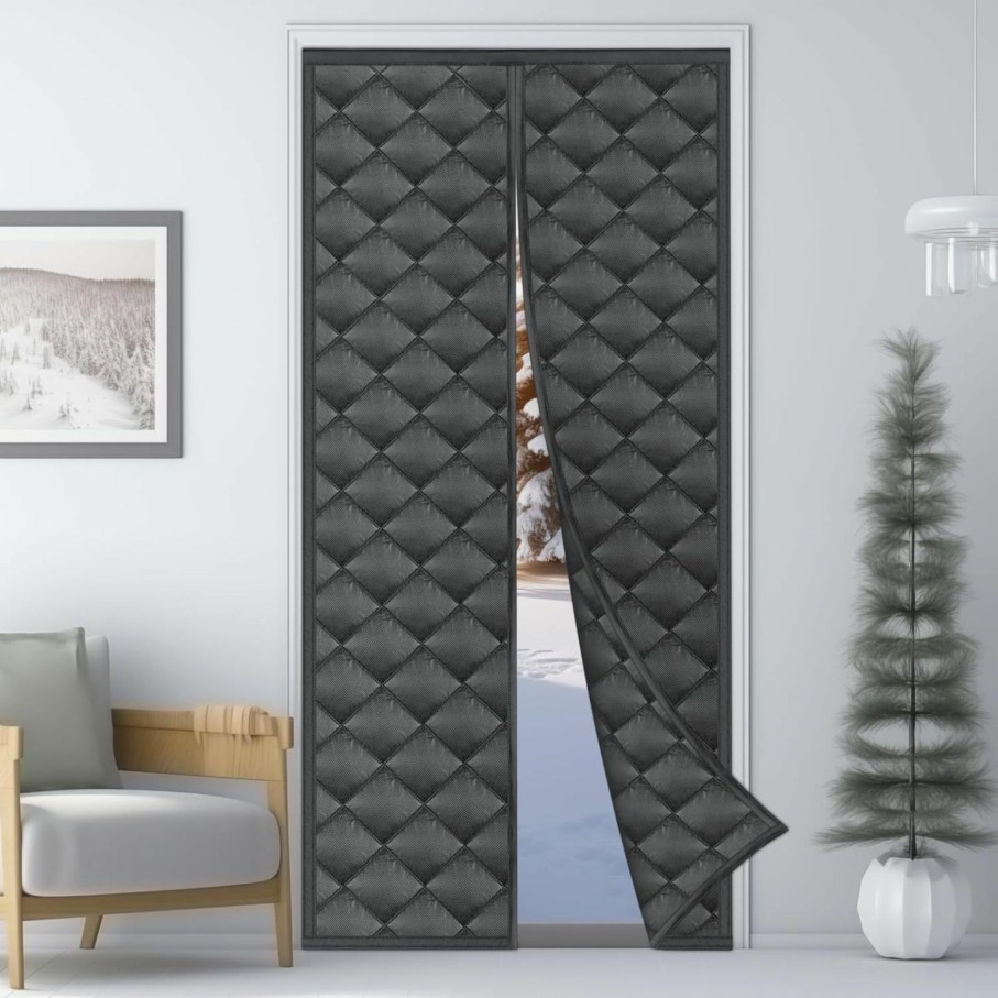 Home Improvement anrukler | Heavy Duty Magnetic Thermal Insulated Door Curtain, Oxford Cloth-Thicken Polyester Fiber Fill, Fits Door Size 36X80Inch, Self Sealing Screen Door, Temporary Door Window Insulation For Winter