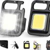 Home Improvement goodat | Goodat Portable Small Led Keychain Flashlights Cob Work Light 2000Lumens Rechargeable Waterproof 5 Light Modes Mini Flashlights With Collapsible Bracket Strong Magnet (Dt- Cob Square 2 Pack)